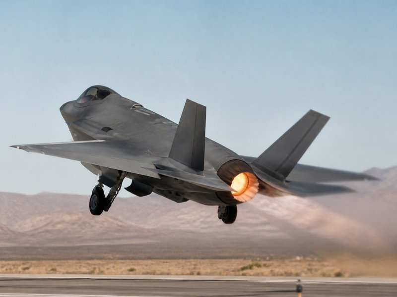 Modern fighter jet taking off